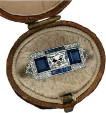 2.00 CT Princess Cut Simulated Blue Sapphire Women's Ring 14K White Gold Plated