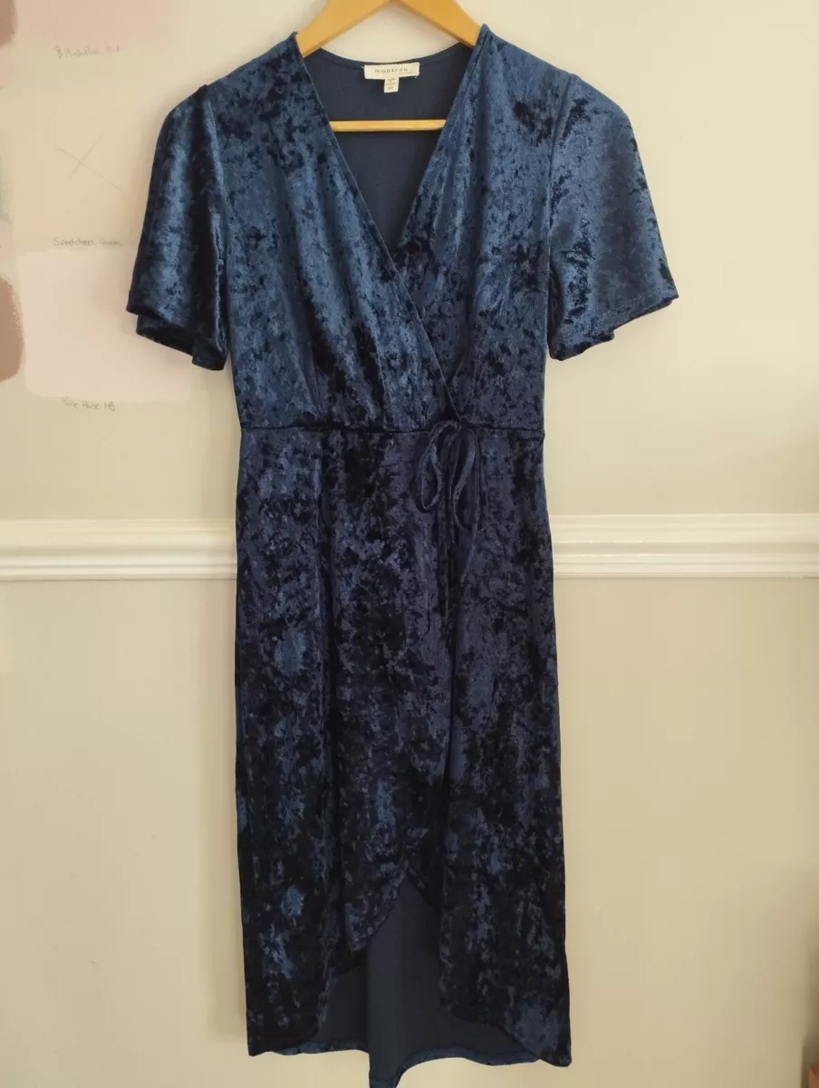 Monteau Navy Velvet Fixed Wrap Dress Size M eBay