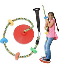 Jungle Gym Kingdom Tree Swing for Kids - Single Disc Seat and Rainbow Climbing