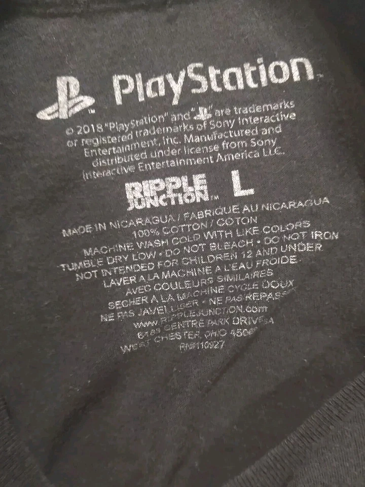 PlayStation Japan Shirt Silver Reflective Logo Video Game Console Tee Large Foto 4 de 4