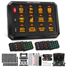 RGB 12 Gang Switch Panel LED Light Bar Circuit Relay System For Offroad Car UTV