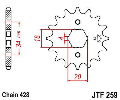 JT- Front Sprocket JTF259 14t fits Honda CG125 Brazil 85-92 - Picture 2 of 3