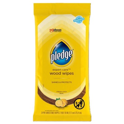 Pledge Lemon Scent Furniture Polish 24 wipes Wipes (Pack of 12)