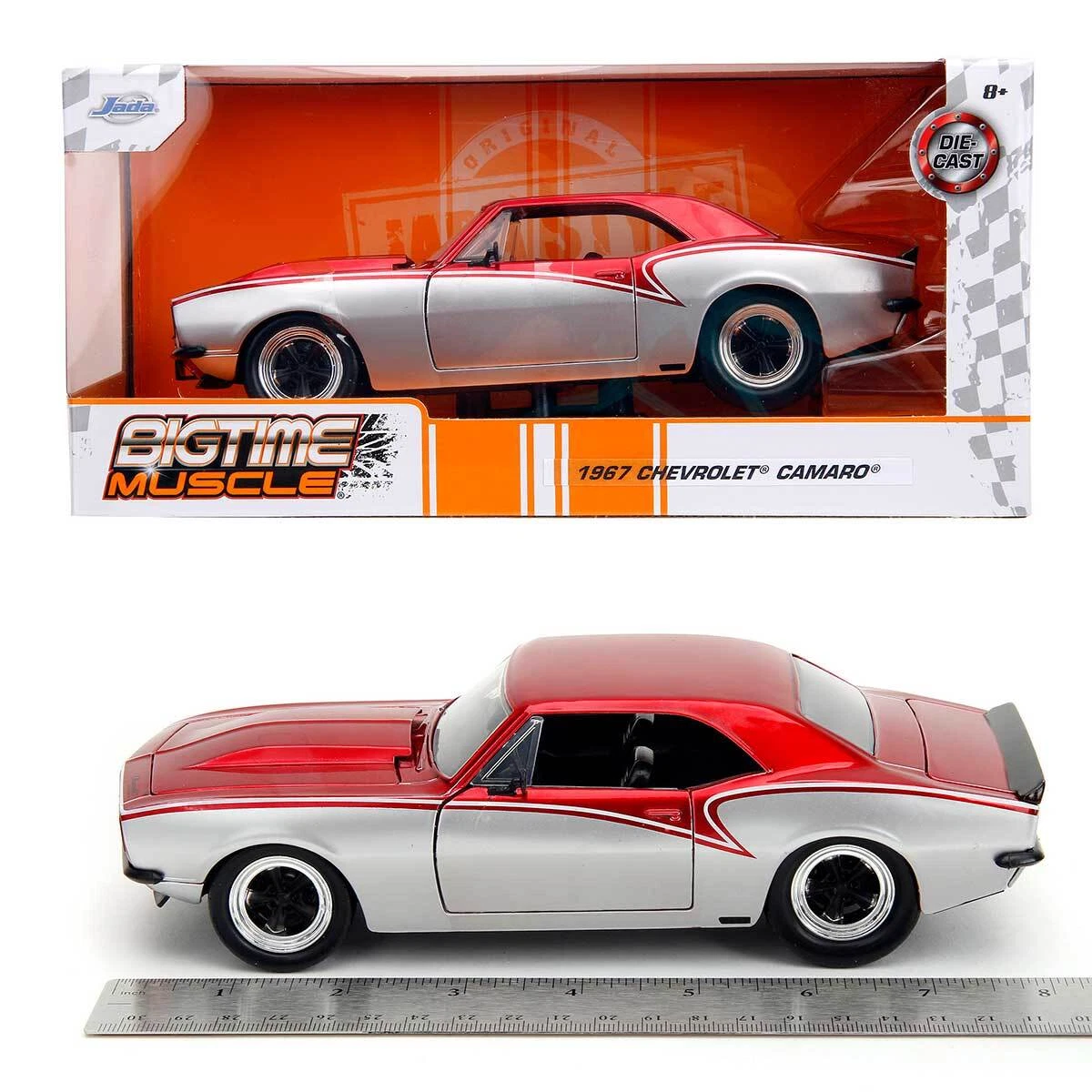 Jada Toys Bigtime Muscle Series 1967 Chevy Camaro Red Grey 1 24