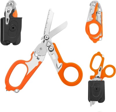 Emergency Trauma Shears  Medic Emt Heavy Duty Multi Purpose Shears Orange Handle