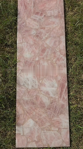Rose Quartz Coffee Table – Natural Crystal Stone Top, Luxury Boho Accent Table - Video 1 of 1