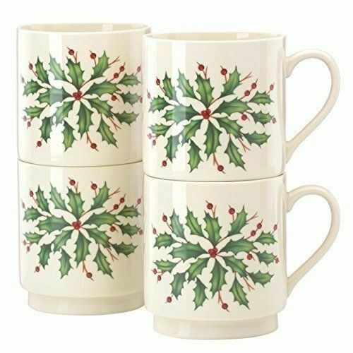 Lenox American by Design Set of 4 Holiday Stacking Mugs 12 Oz. for sale