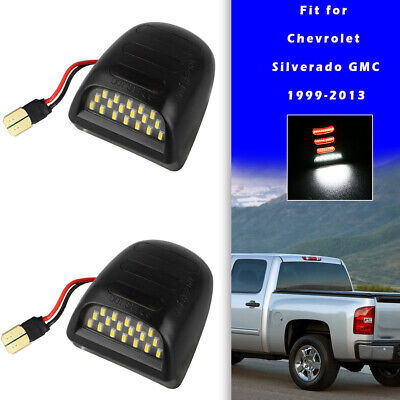White LED License Plate Light w/ Red Running Lamp For 99-13 Chevrolet Silverado