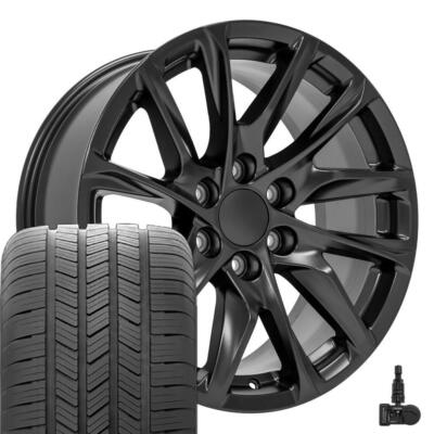 20x9 Satin Black 4875 Wheels & Goodyear Tires Fit Escalade Sierra Yukon