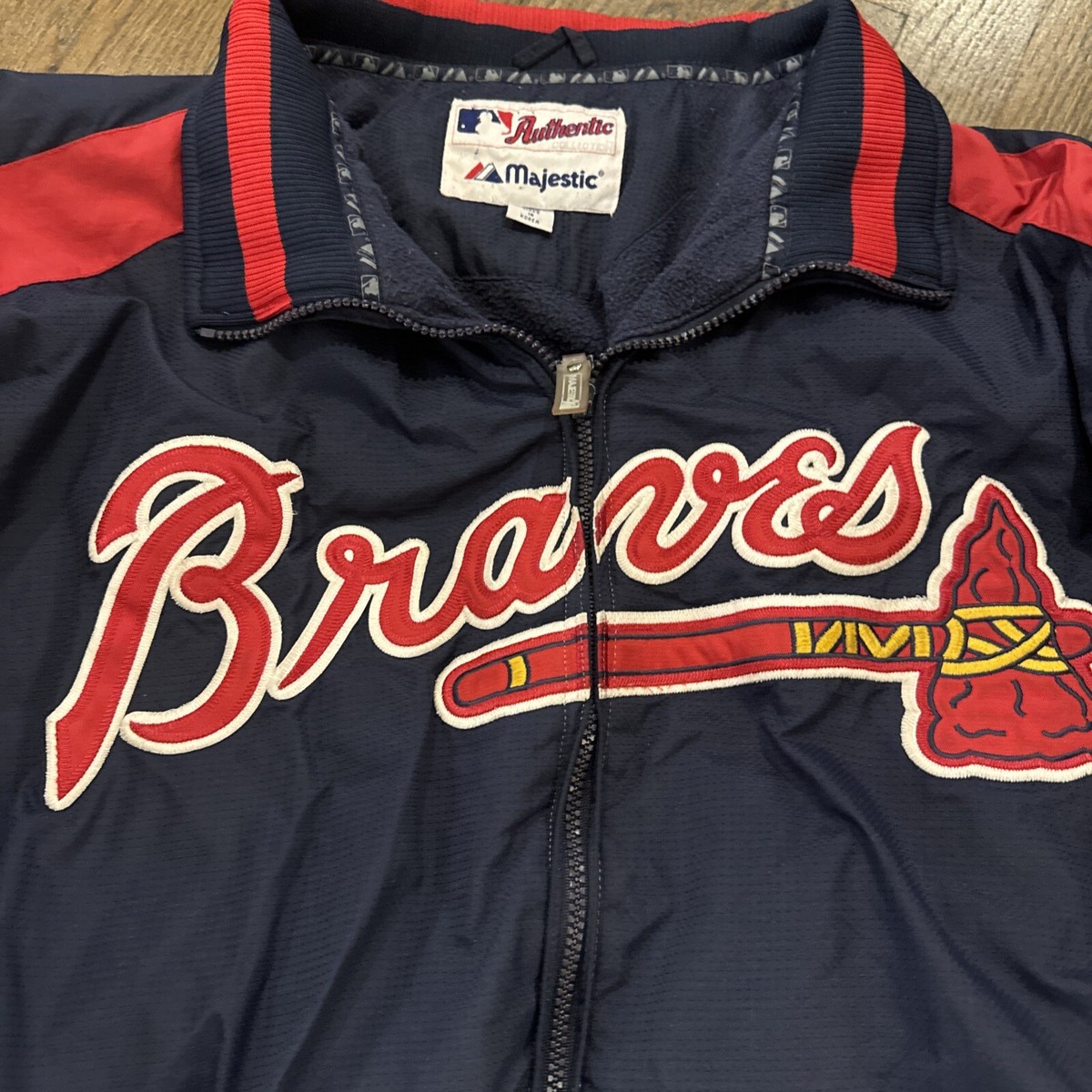Atlanta Braves Jacket XXL Mens Majestic Full Zip Blue | eBay