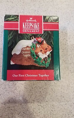 Sapin Hallmark Keepsake 1990 - Our First Christmas Together - Vintage Neuf