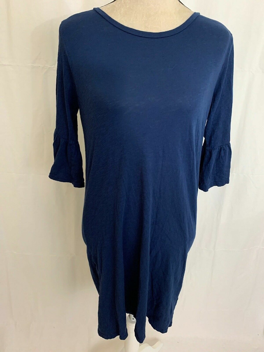 velvet graham spencer Womens Solid Navy Blue Short Sleeve Shirt Dress Mini Small