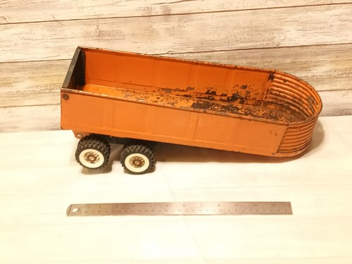1960s Structo Hydraulic Long 14" Dump Truck Trailer Orange Works! OEM - Picture 2 of 21