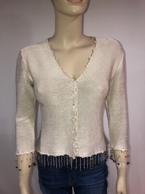 ELARIS Designer Women's Cardigan Sweater Size L  Viscoze 100%