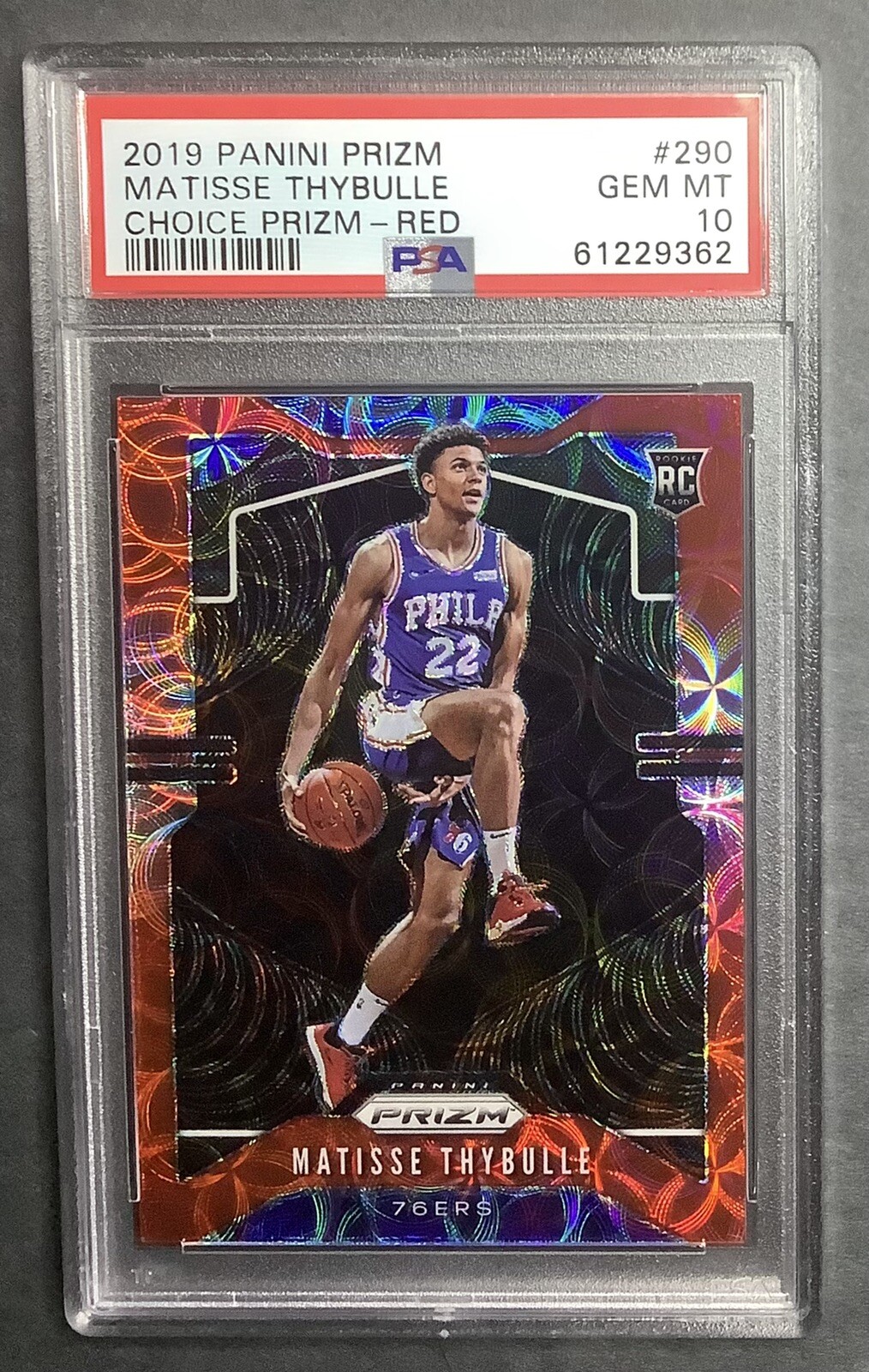2019 panini prizm #290 matisse thybulle rc; red choice /88 prizms PSA 10 💥 GEM