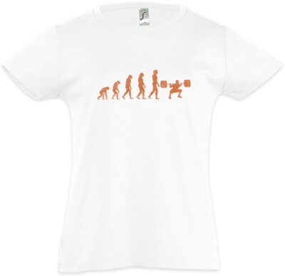 Weightlifting Evolution Kids Girls T-Shirt Fun Human Pump No Pain Gain Training