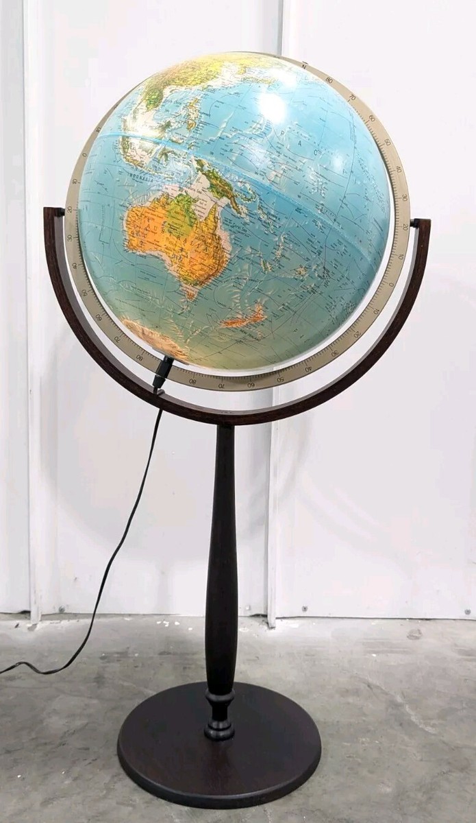 Vintage 80s Scan Globe Illuminated Terrestrial Globe Post