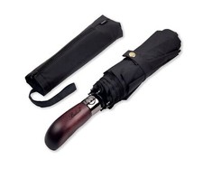 Travel Umbrella Real Wood Handle Auto Open Close Vented Windproof Double Canopy
