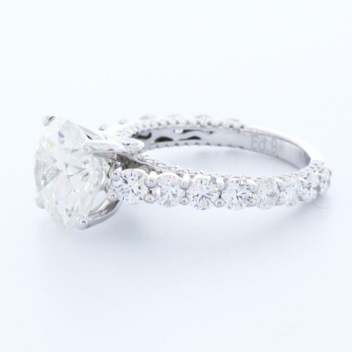 6.2CT LAB-CREATED DIAMOND D/VVS1 ROUND CUT 18K GOLD THREE SIDES PAVE ACCENT RING - Picture 2 of 4