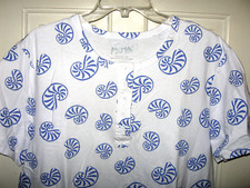 VERMONT COUNTRY STORE M MAC MIDI DRESS SZ L WHITE BLUE SEASHELLS HENLEY T-SHIRT