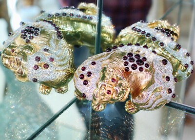 Judith Leiber Gold Fu Foo Dog Ming purse Dragon Garnet Swarovski