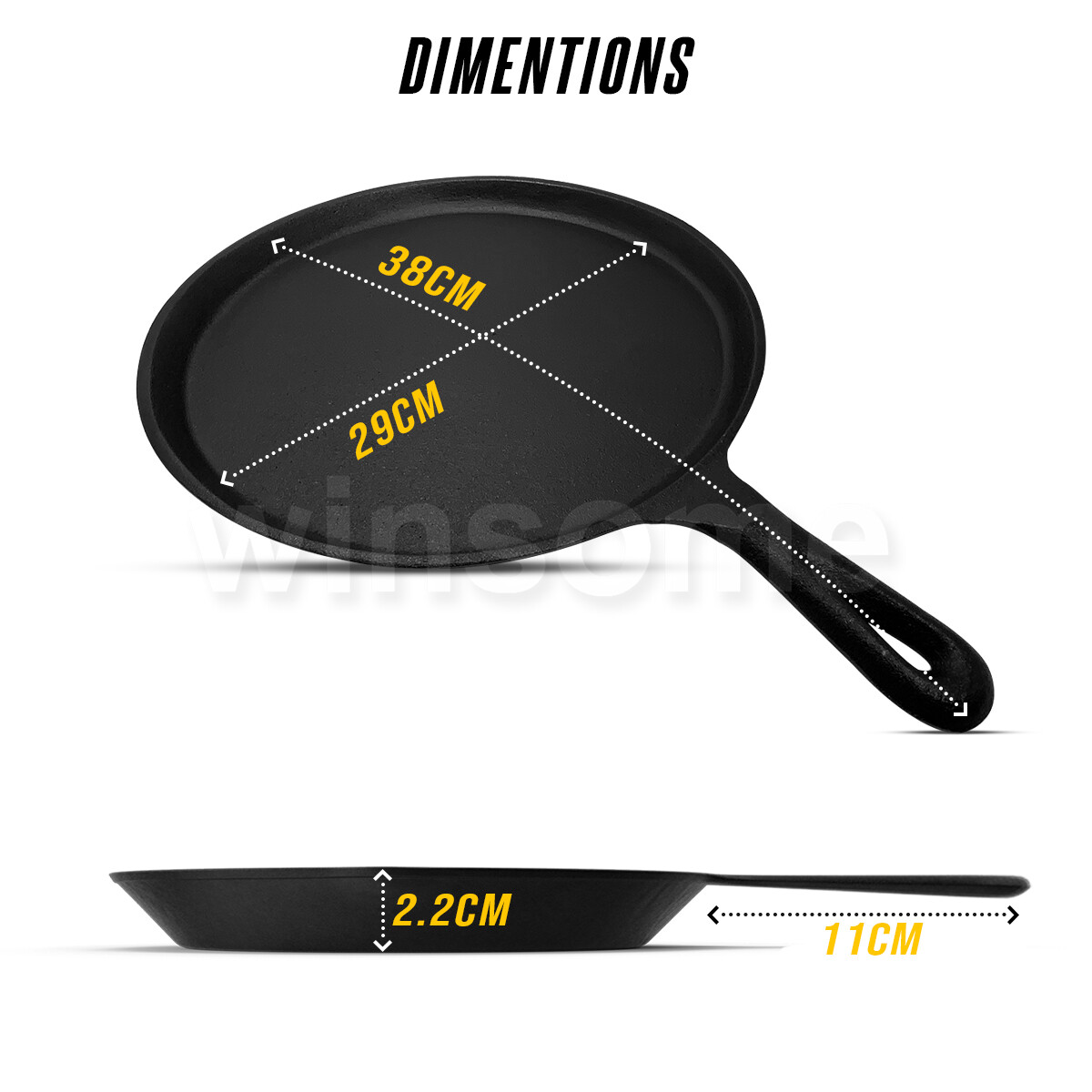 27cm Crepe Pan Preseasoned Cast Iron Pan Induction Griddle Skillet Pan