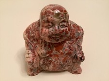 Großer Buddha Edelsteinbuddha aus rotem Jaspis Handarbeit Feng Shui