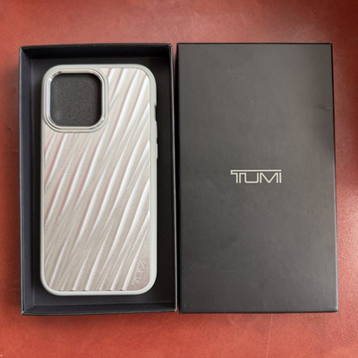 Tumi Aluminum Snap-On Case for iPhone 15 Pro Max Silver Raised Edge Slim Design