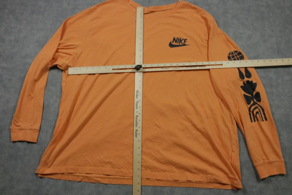Nike Shirt Mens 4XL Orange Long Sleeve Graphic Nature Just Do It Swoosh Tee - Image 3 of 4
