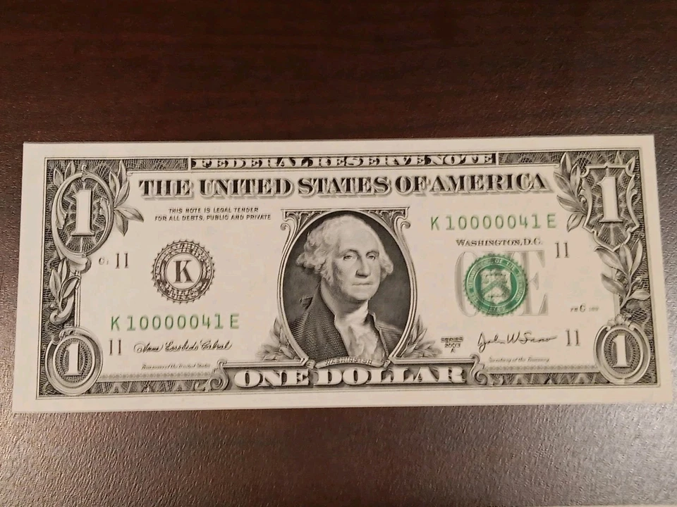 2003A $1 Federal Reserve Banknotes, Lot of 3 Low Numbers Five 0's Uncirculated - Image 2 of 4