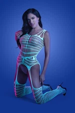 Fantasy Lingerie - Glow - Timelapse Blacklight Bodystocking - White - One Size