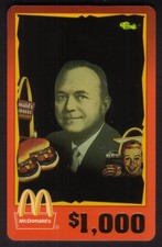 $1,000. McDonald's 1996: Ray Kroc - Founding Father Internal TEST Phone Card