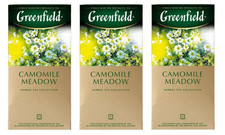GREENFIELD Té Manzanilla Prado Hierba 25 Bolsas de Té RF Hecho en Rusia SIN TRANSGÉNICOS*3 piezas