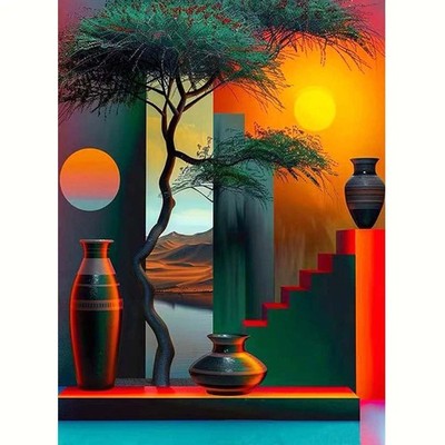 Tree Paint by Numbers Kit for Adults Beginners, Vase Paint by Number Kits on Can