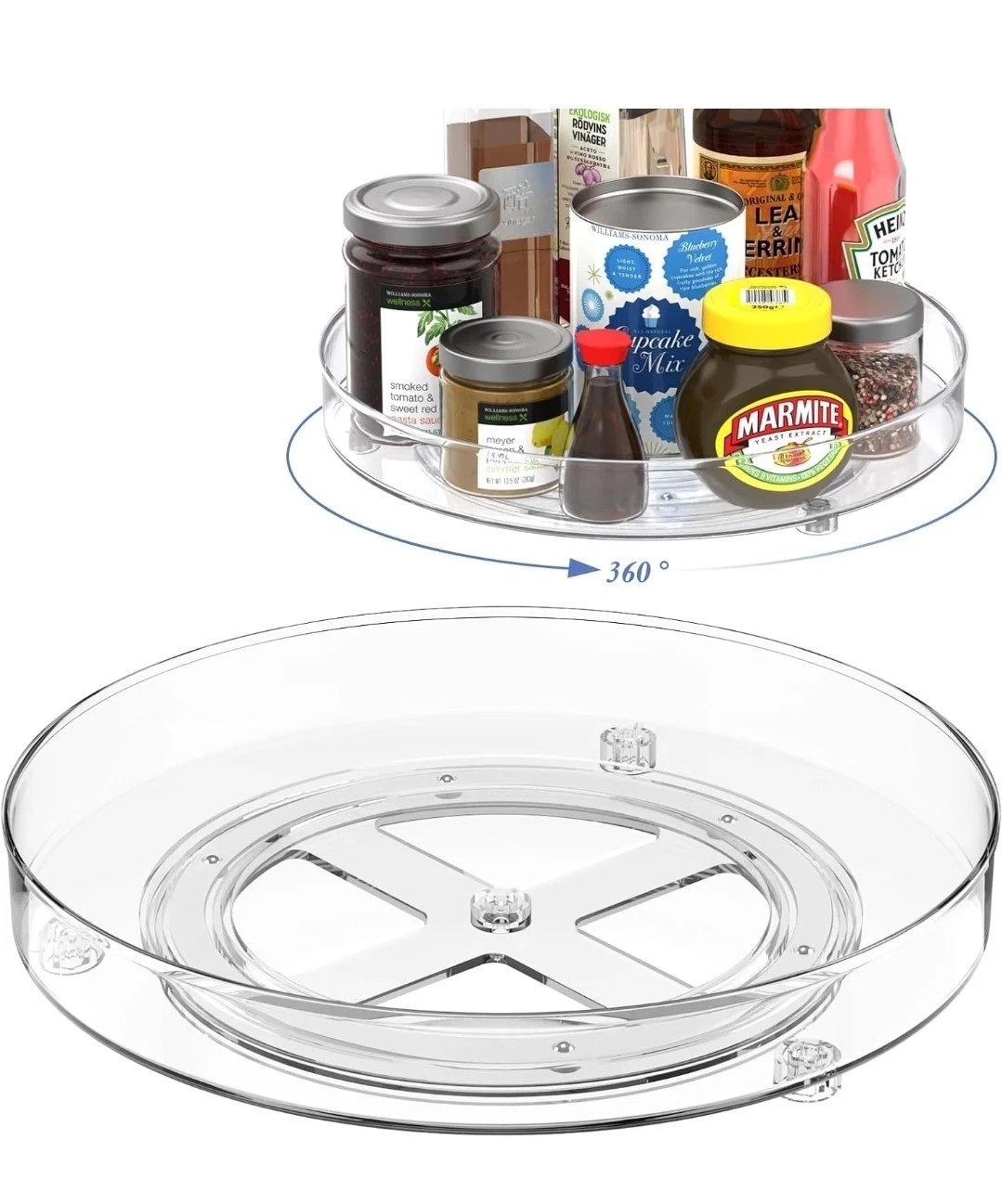 2 Pcs Lazy Susan Turntable Cupboard Organiser(12in/30.48Cm) Rotating Spice Rack