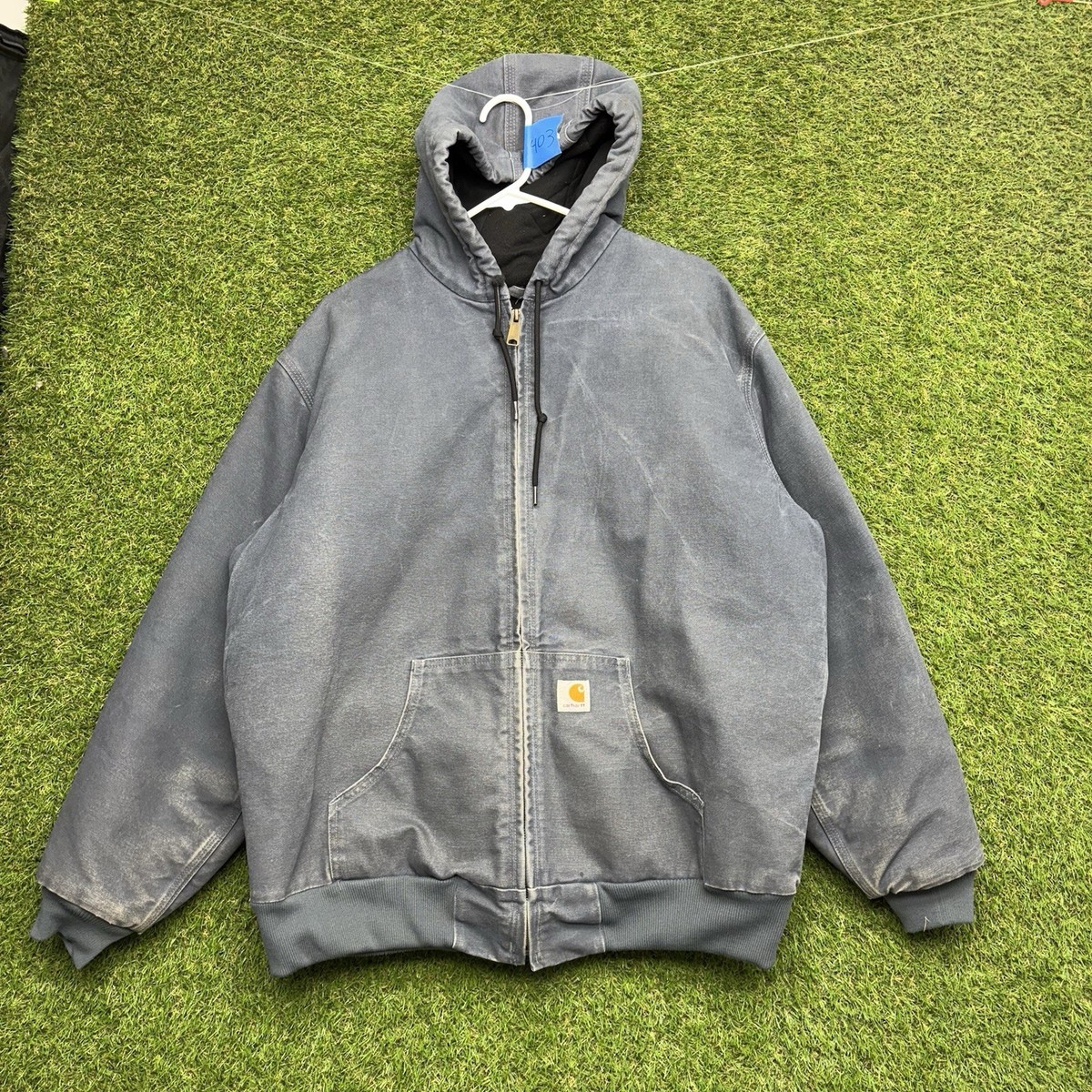 Carhartt Jacket Womens XL Vintage WJ130 STM Hooded Blue Faded