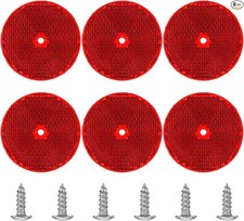 6pcs Red Round Reflectors, High Visibility Safety Reflector with Stainless S