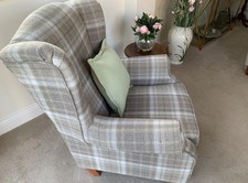 Tartan Armchair Lounge Wingback Chair Sofa Next Sherlock Arm Chair Tweed brown 