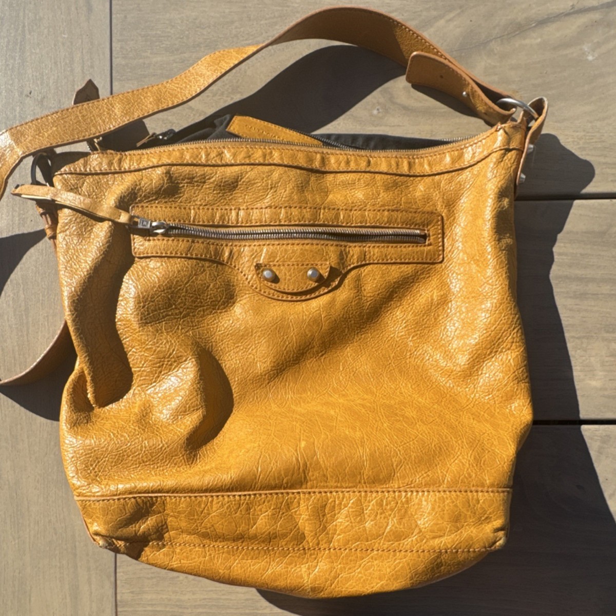 Balenciaga Classic Day Bag Brown Leather Shoulder Bag Zipper 