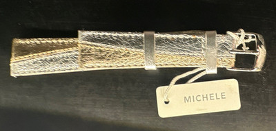 MICHELE Genuine Leather 18mm Two-Piece Wristwatch Band Strap Silver MS18AA060048