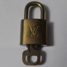 Louis Vuitton LV Logo Gold Tone Padlock Lock  Key Set Made in France