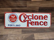Porcelain Cyclone Fence Enamel Metal Sign Plate Size 24" x 8" Inches