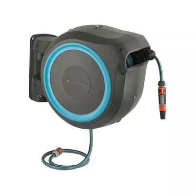 115 Ft. Wall Mounted Retractable Hose Reel for Storage with Automatic Lock and S