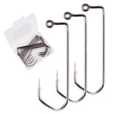 10pcs/box Fishhooks 90° Aberdeen Crank Fishing Hooks 1-6/0# High Carbon Steel Bl