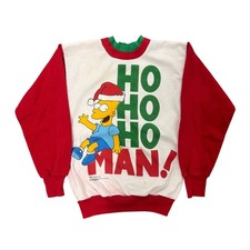 Vintage 90s Bart Simpson Ho Ho Ho Man Christmas Sweatshirt Kids Size 14