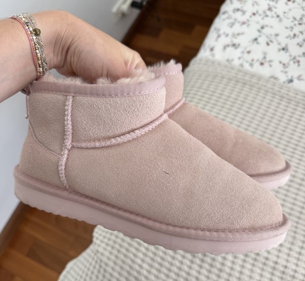 Ugg Aus Wooli Airlie Sheepskin Wool Ultra Mini Boots Pale Pink Sheepskin Au 8 39