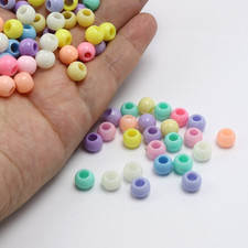 200 Mixed Pastel Color Acrylic Round Pony Beads 8X6mm for Kids Craft Kandi