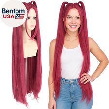 39 Inches Long Red Wig with 2 Ponytails for Women - Anime Cosplay Wigs for Women