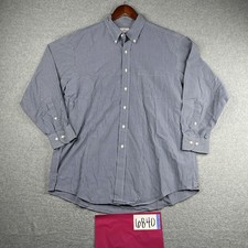 Brooks Brothers 346 Classic Cotton Shirt 17 Blue Striped Button Up Long Sleeve