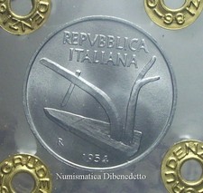 Repubblica Italiana - 10 Lire Spiga 1954  Rara  FDC / UNC  Periziata